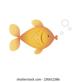 Small gold fish on white background,EPS10