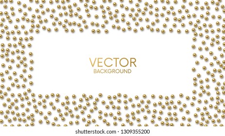 A lot of small golden balls in the form of a rectangular frame