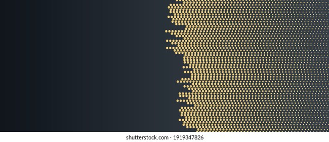 Small golden dots abstract technology web banner design. Bronze geometric futuristic background. Vector illustration