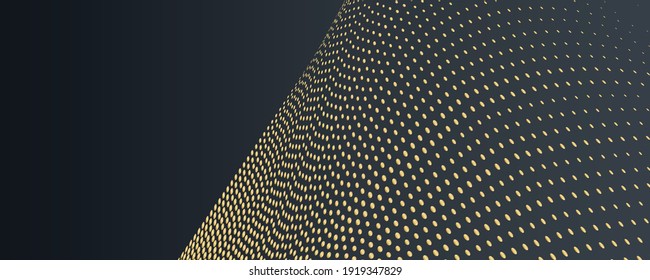 Small golden dots abstract technology web banner design. Bronze geometric futuristic background. Vector illustration