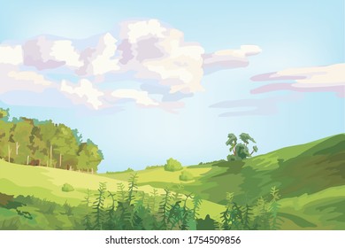 Small grass hill in the fresh summer time