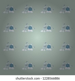 Small gray, blue and beige rose flowers. Vector seamless floral pattern. Cute seamless pattern in small rose flowers.