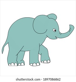 
A small gray elephant with a raised trunk.