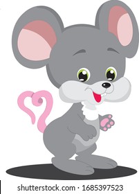 A small gray mouse in vector form, on a transparent background