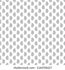 Small gray paisley seamless vector pattern with a white background