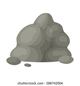 The small gray slide.A mountain that consists of a large number of small stones.Different mountains single icon in cartoon style vector symbol stock illustration.