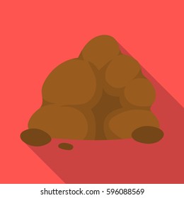 The small gray slide.A mountain that consists of a large number of small stones.Different mountains single icon in flat style vector symbol stock illustration.