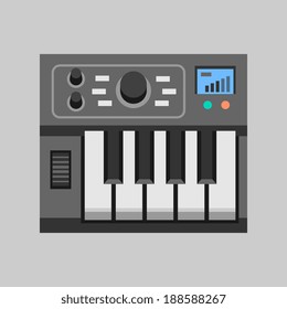 small gray synthesizer flat icon, vector illustration