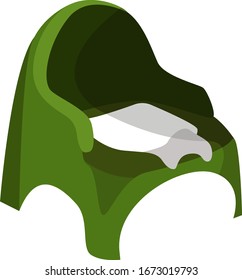Small green chair, illustration, vector on white background.