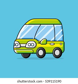 Small green city car.
