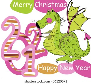 small green dragon as symbol of the new year
