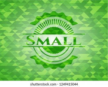 Small green emblem with mosaic background