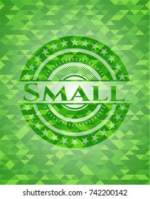 Small green emblem. Mosaic background