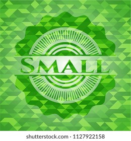 Small green emblem with triangle mosaic background