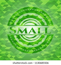 Small green emblem with triangle mosaic background