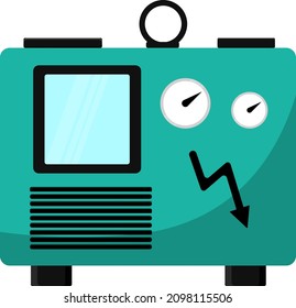 Small green generator, illustration, vector on a white background.