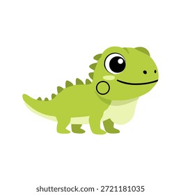 Pequeno verde iguana lagarto personagem de desenho animado sorrindo isolado no fundo branco para crianças natureza tema