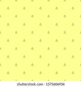 Small green outline Christmas trees on a pastel yellow background. minimalistic, geometric, symmetrical seamless pattern. Vector for Christmas wallpapers, gift boxes, holiday ribbons, cards.