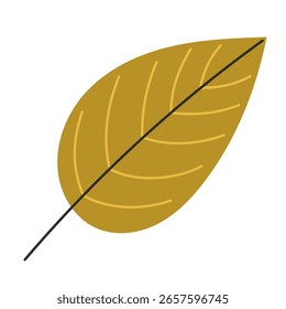Pequeña ilustración de estilo plano de hoja de otoño oval verde