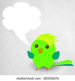 Small green parrot says, space for text