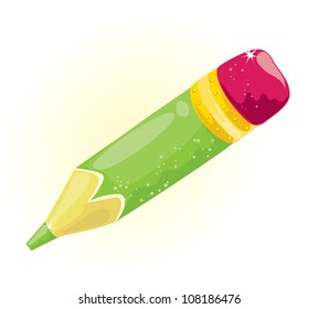 	Small green pencil, vector