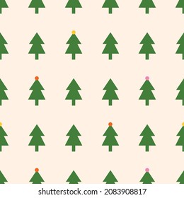 Small green pine trees . Christmas vector pattern