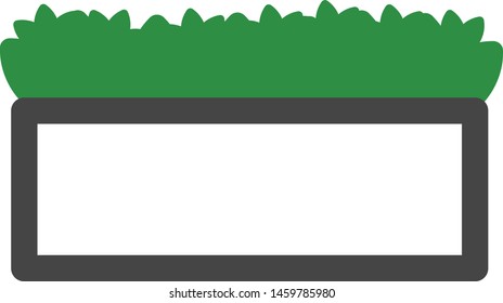 Small green plant in rectangle size vase icon vector illustration. Plant for room decoration flat icon.