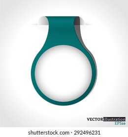 Small green shadowed label like a watch with place for text. Vector illustration.