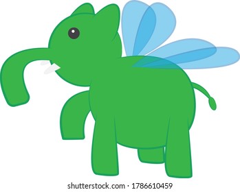 
a small green-colored elephant fairy was smiling happily