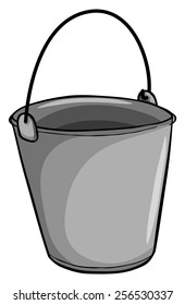 Small grey bucket on a white background