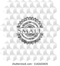 Small grey emblem. Vintage with geometric cube white background