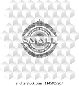 Small grey emblem. Vintage with geometric cube white background