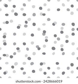 Small grey hand drawn polka dots on white background - retro seamless vector pattern or texture for backgrounds, blogs, web design, desktop, scrapbooks, party or baby shower invitations