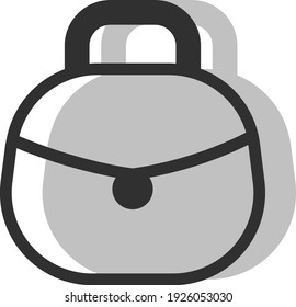 Kleine graue Handtasche, Illustration, Vektorgrafik auf weißem Hintergrund.