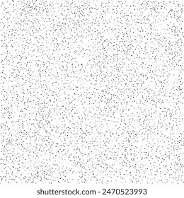 Pequeñas salpicaduras arenosas sobre fondo blanco. Patrón sin costuras de Vector con puntos negros en la superficie desgastada áspera.
