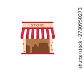 Small grocery retail store kiosk flat illustration on isolated background
