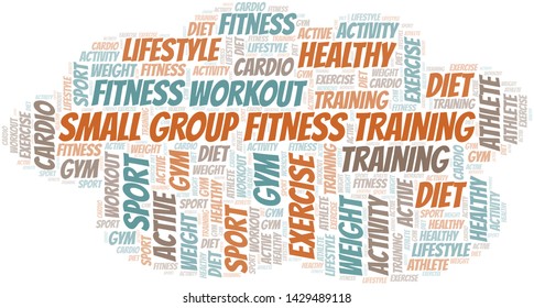 Small Group Fitness Training Word Cloud. Wordcloud Made With Text Only.