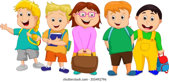 A Small Group of Kids Going to School