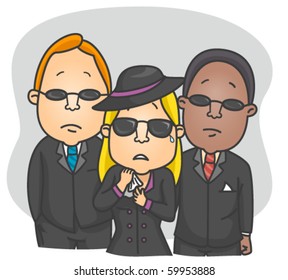A Small Group of People Mourning Over Someone's Death - Vector