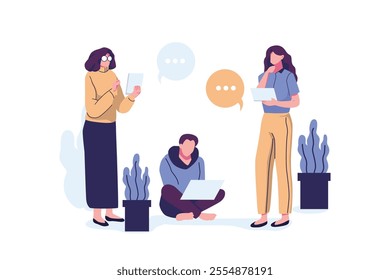 Small group of people working together flat style illustration vector design