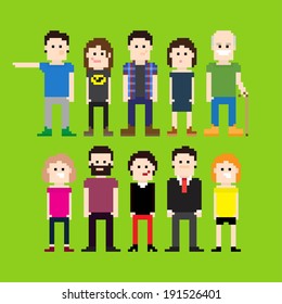 Small group of pixel art people