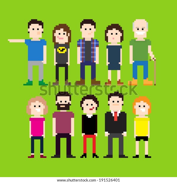 Small Group Pixel Art People Stock Vector (Royalty Free) 191526401 ...