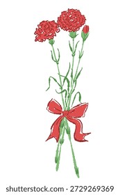 Kleine Gruppe von roten Nelken Blumen Vektor