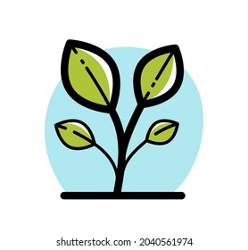 Small growing plant botanic vector linear icon isolated on white background.