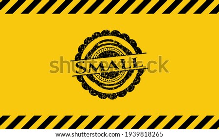 Small grunge warning sign emblem. Vector Illustration. Detailed. 