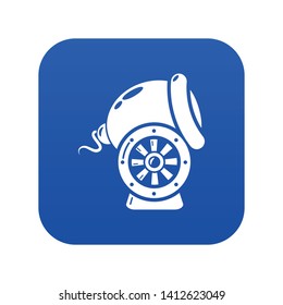 Small gun icon blue vector isolated on white background