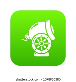 Small gun icon green vector isolated on white background