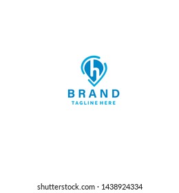 Small h letter geo map pin - Vector illustration