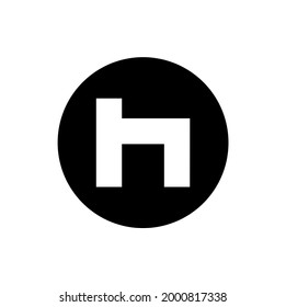Small h letter on the black round. h logo vector. H company initial letters monogram.