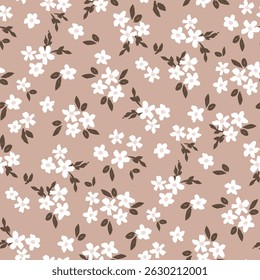 Fundo de flores grunge desenhadas à mão pequena. Padrão floral sem emenda do vetor